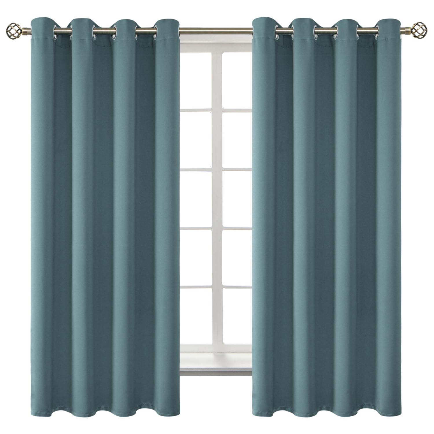 BGment Stone Blue Blackout Curtains for Bedroom 63 Inch Long - 2 Panels