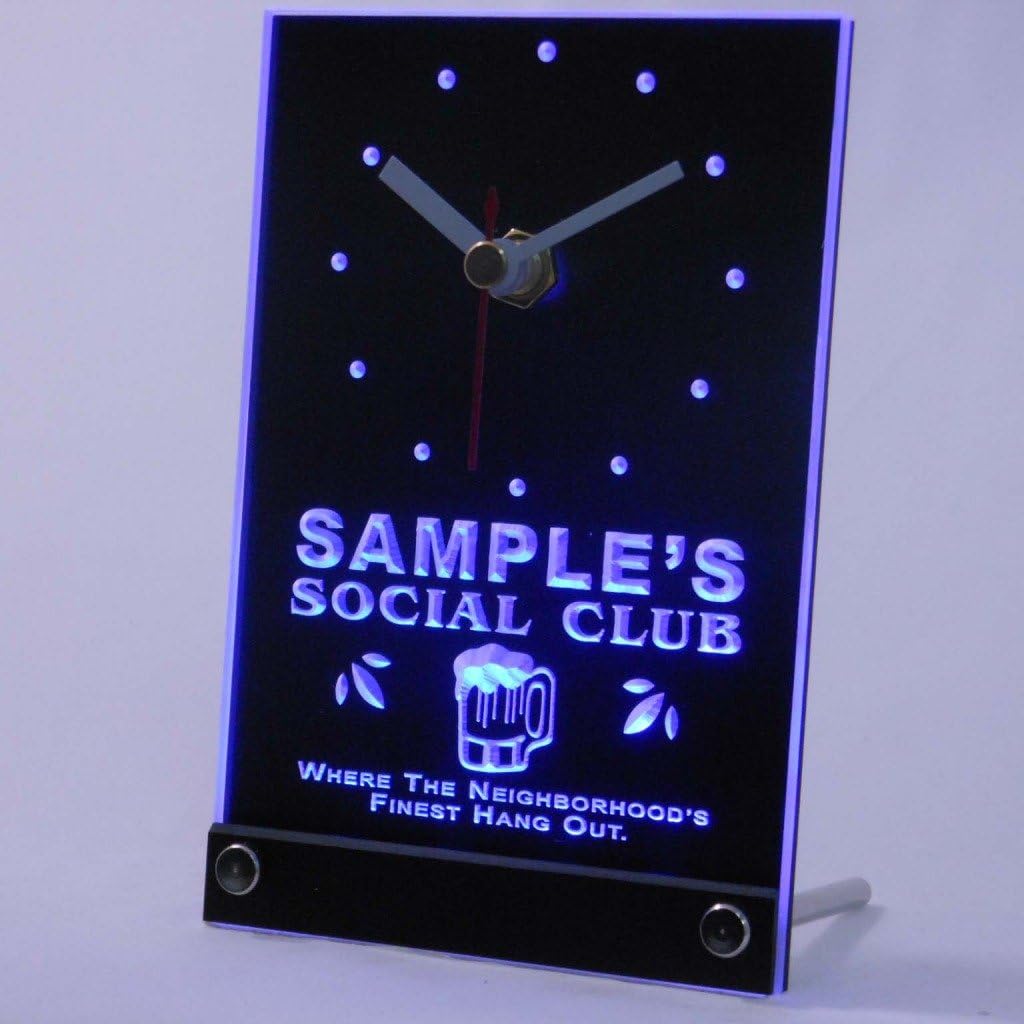 ADVPRO tncpz-tm Social Club Personalized Bar Pub Beer Mug Neon Led Table Clock