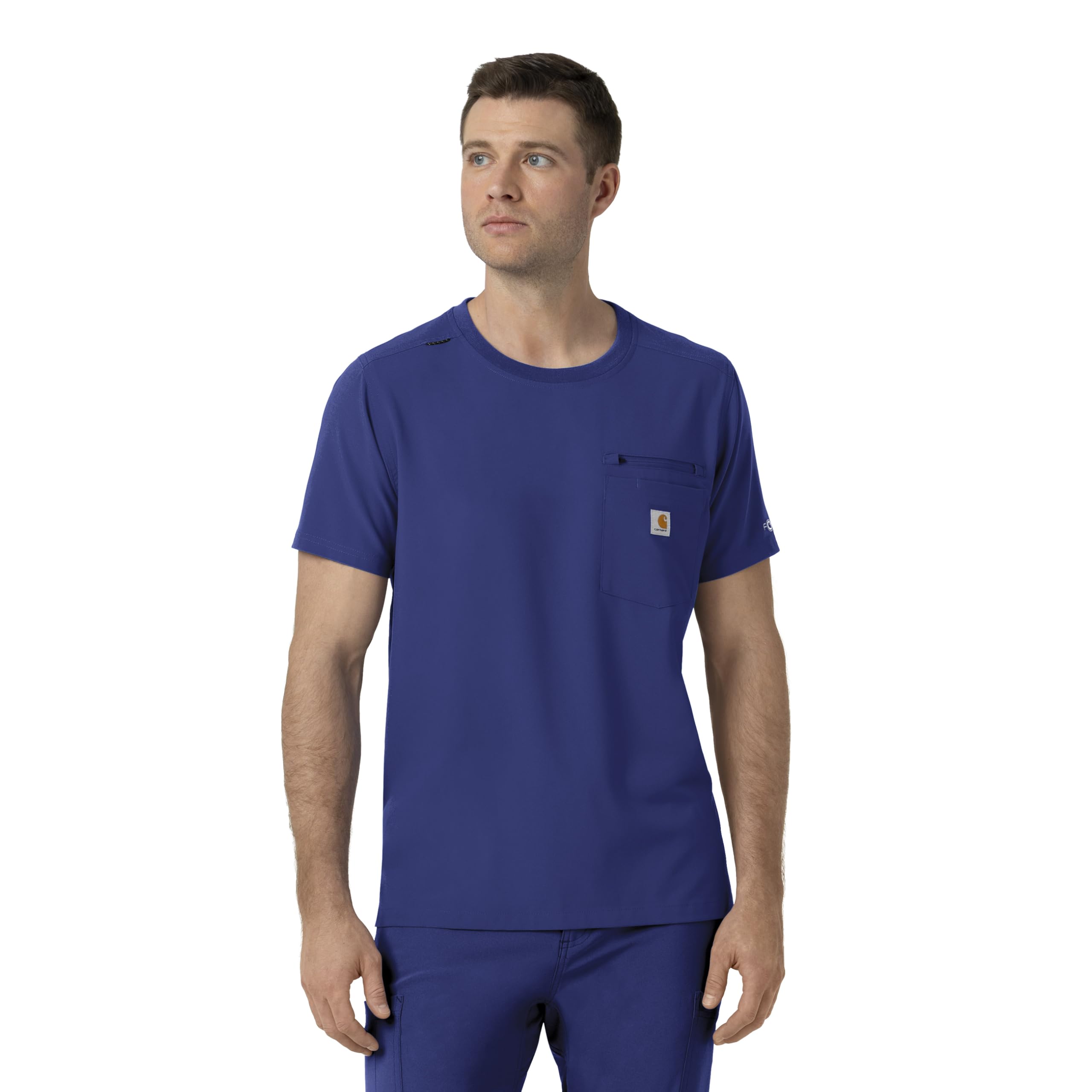 Carhartt Men's Force® Cross-Flex Crew Neck Scrub Top, Galaxy Blue, Large