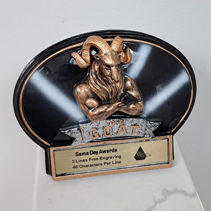 Same Day Awards Burst Thru Goat (Greatest of All Time) Trophy or Plaque - Engraving Included (Goat)