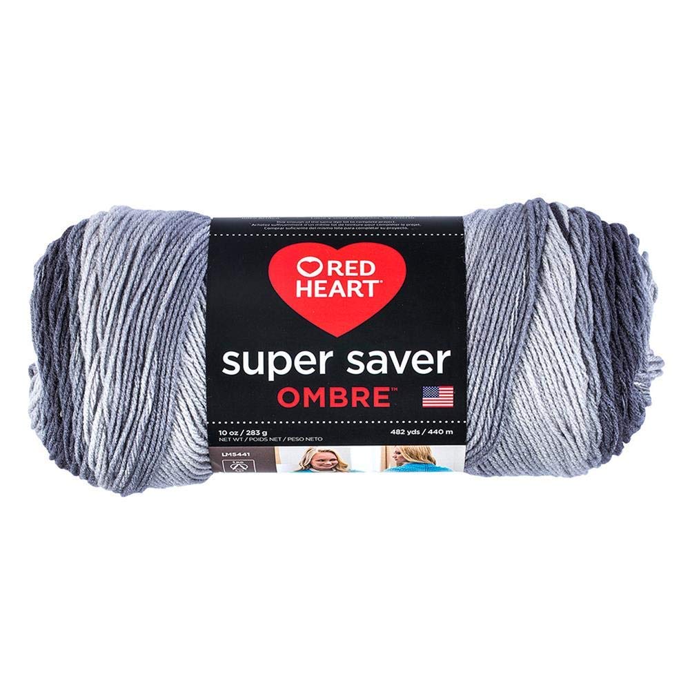 Red Heart Yarn Super Saver Ombre Yarn 10 oz Anthracite - 1