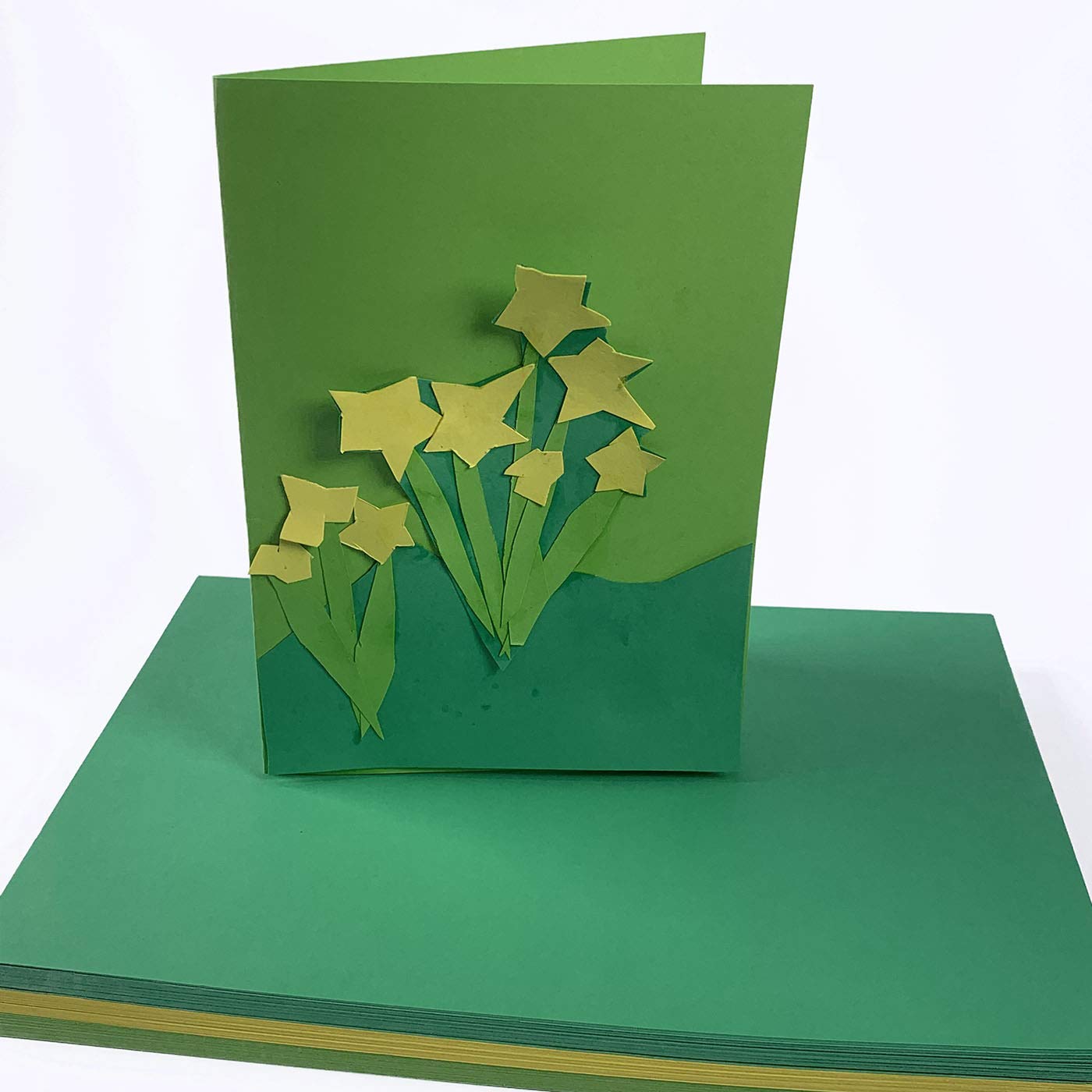 Easter Spring Coloured Card A4 Pack Assorted, 160gsm Colour Card: Light Green, Yellow & Bright Green Card, Card Making Supplies - Image 3
