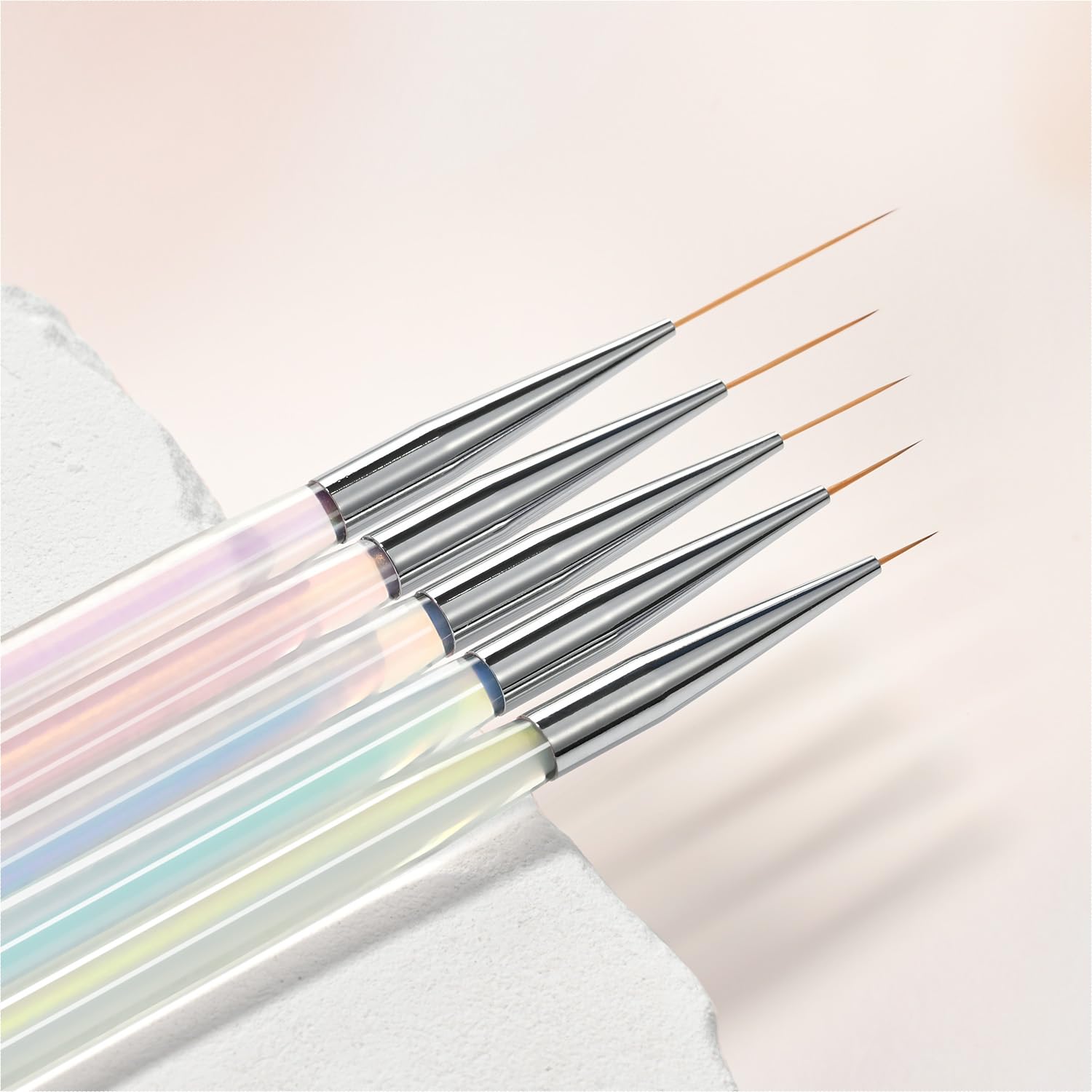 GAOY Lot de 5 pinceaux professionnels pour nail art, outils de conception d'ongles pour French Liner, détails fins et dessin fin