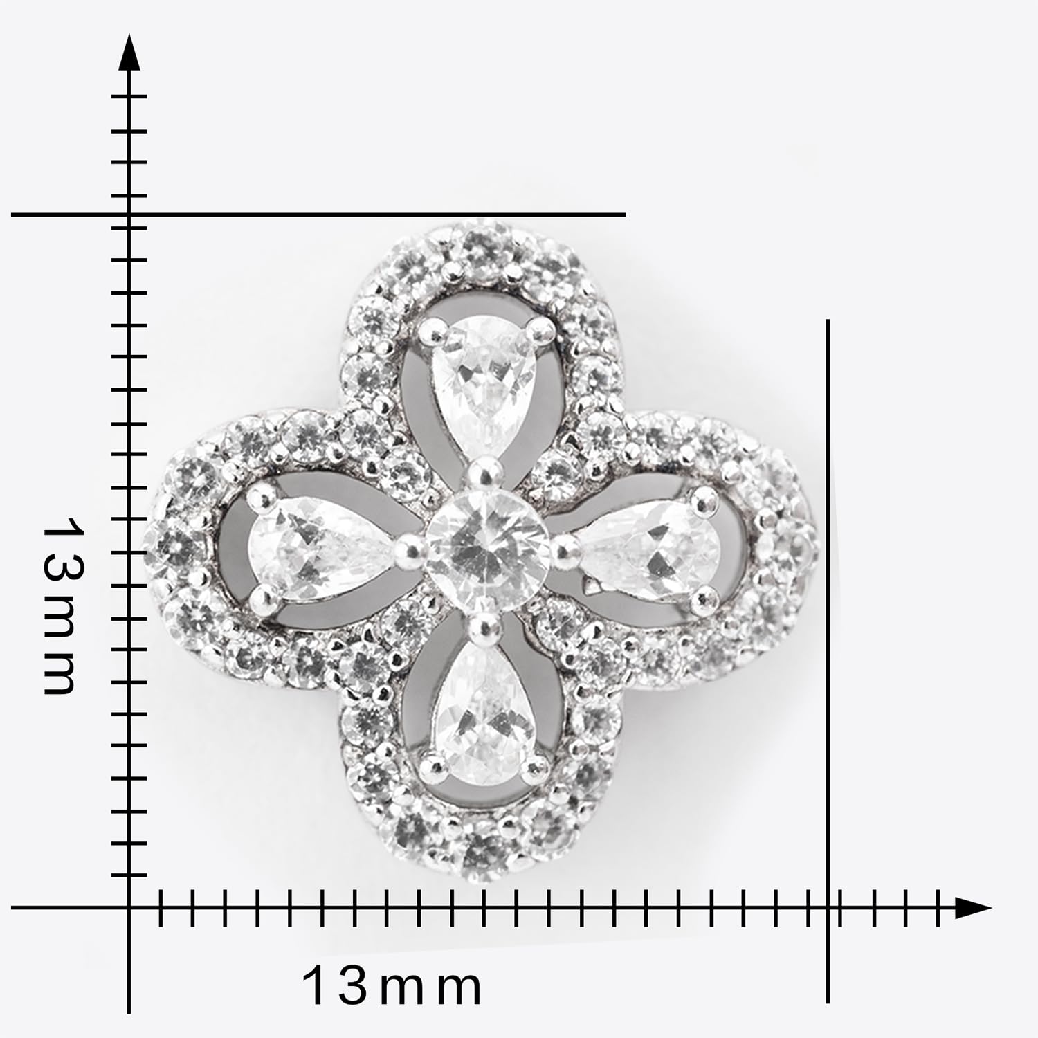 92.5 Sterling Clover Halo Whispers Earrings, Clover Set Studs, Whites Collection
