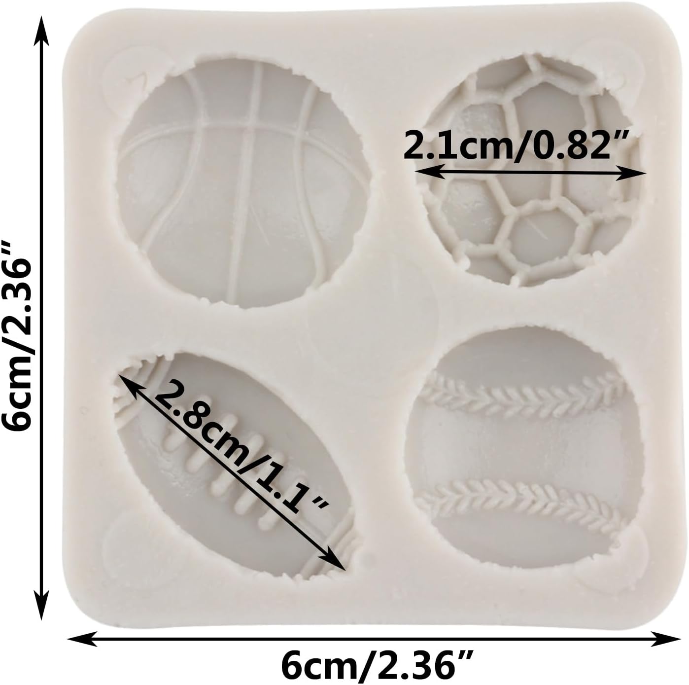 Ball Cake Decoration Silicone Molds Football Basketball Baseball Rugby Fondant Mold For Cake Decorating Cupcake Topper Chocolate Gum Paste Polymer Clay - Image 2
