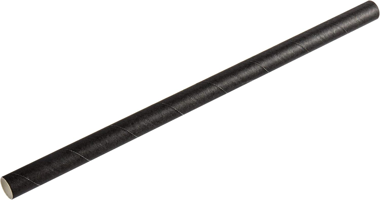 TableTop King 7 3/4" Black Giant Unwrapped Compostable Paper Straw - 2800/Case