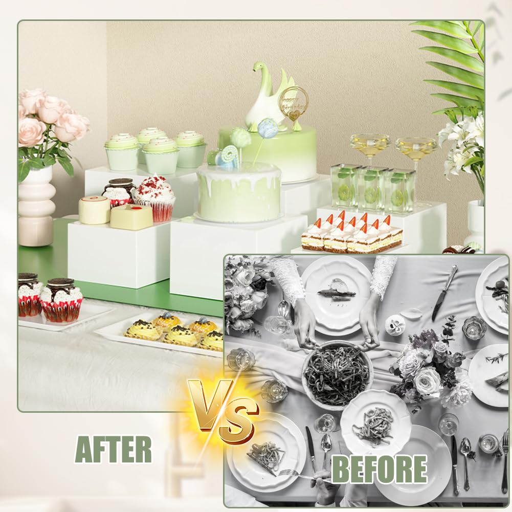 Présentoir Buffet en Acrylique Blanc - 6 Rehausseurs de Buffet Gradués, Supports à Gâteaux Empilables pour Apéritif, Desserts, Décoration de Mariage et Anniversaire