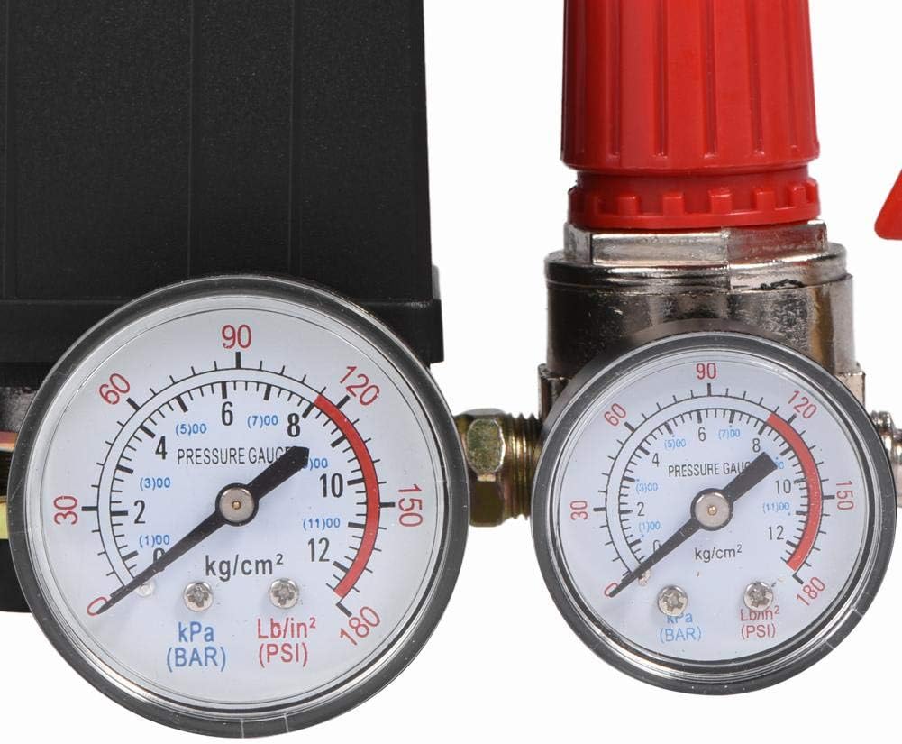 Jadeshay Air Compressor Pressure Switch, 0.05-1.2MPa Air Compressor Pressure Control Valve with Gauge Piston Pressure Switch for Fast Pressure Reduction