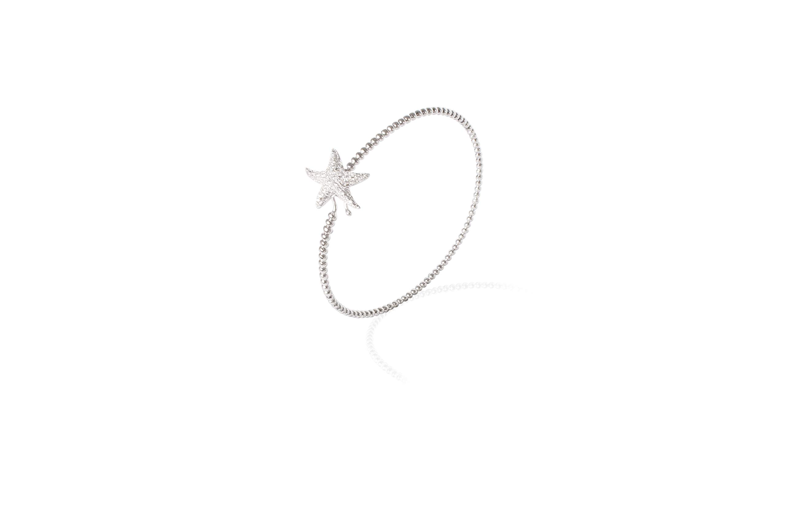 misis Bracciale Bangle Donna e Ragazza in Argento 925 - Stella marina con Zirconi - Made in Italy