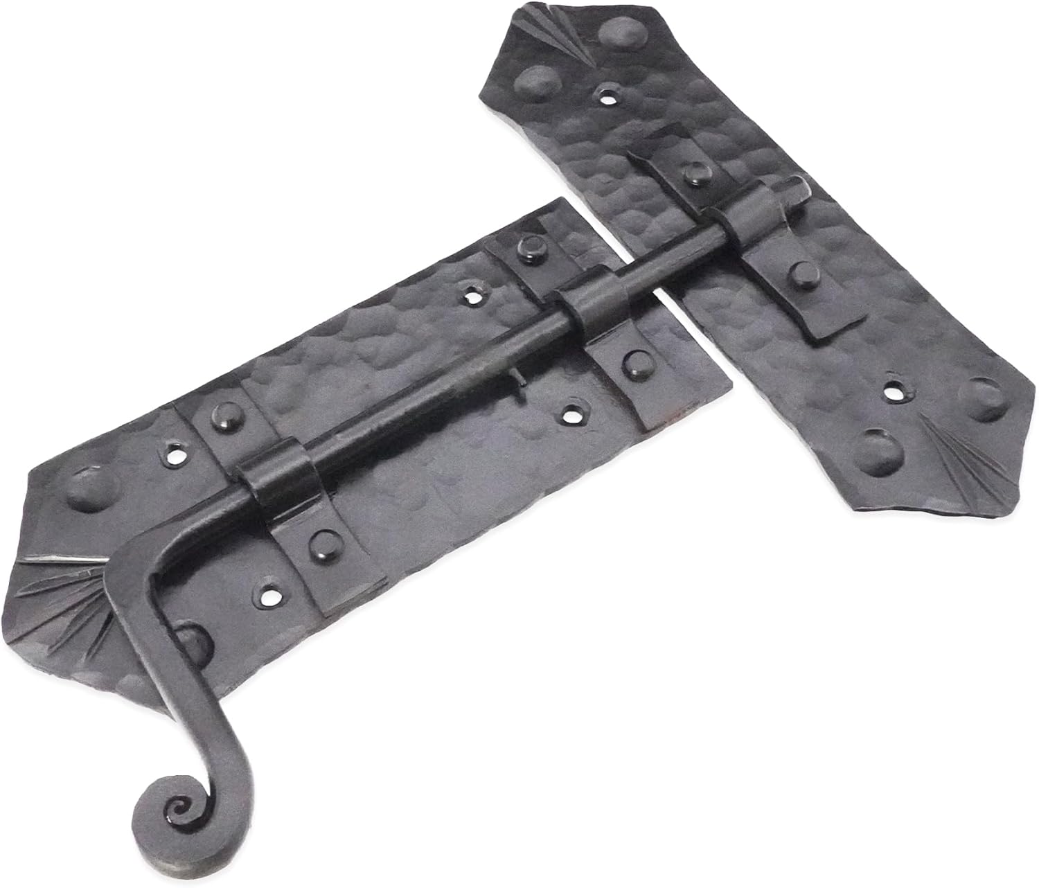 Black Wrought Iron Slide Bolt Door Latch, Hand Forged Wrought Iron Cabinet Catch Barn Gate Shed Lock Rustic Antique Furniture Home Decor