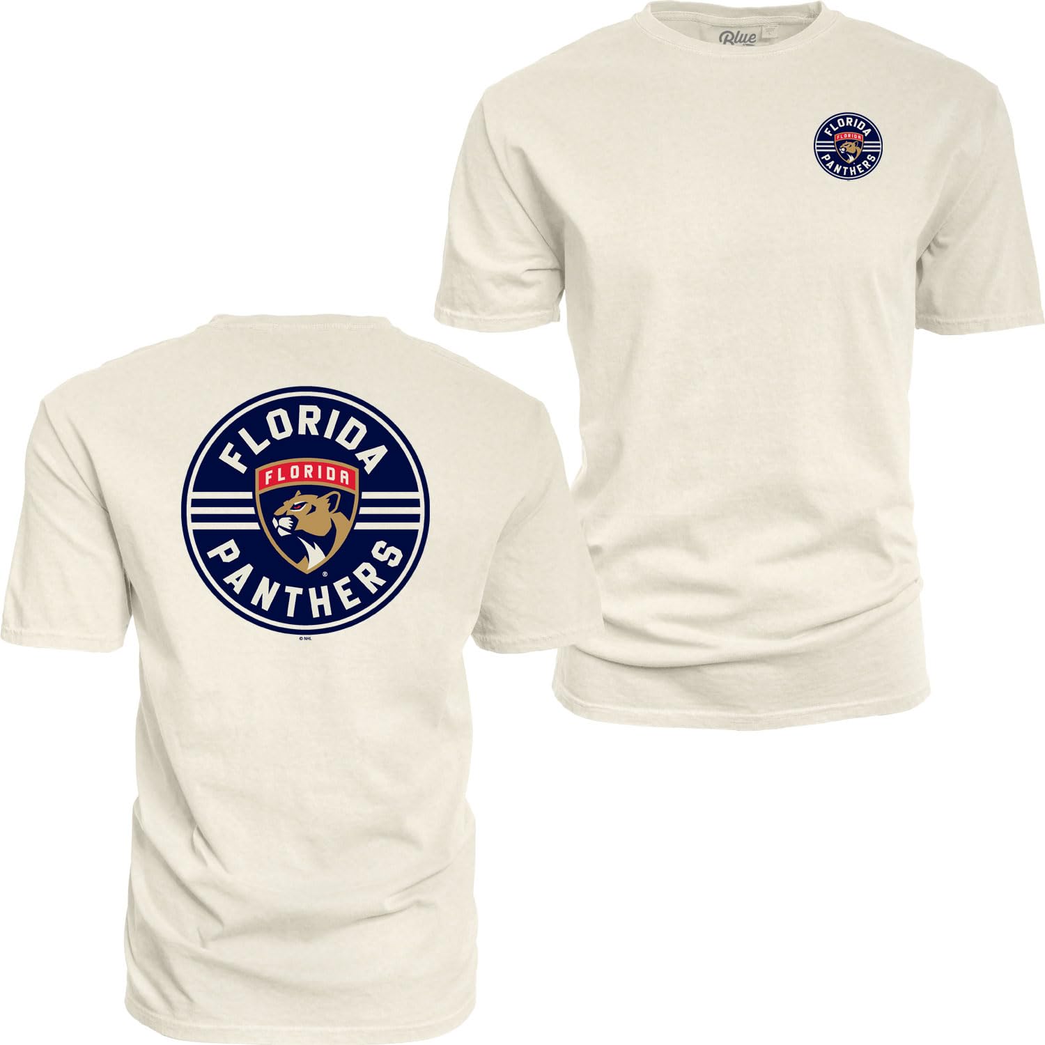 Blue 84 NHL Officially Licensed T-Shirt Ringspun Front/Back Ivory Puck