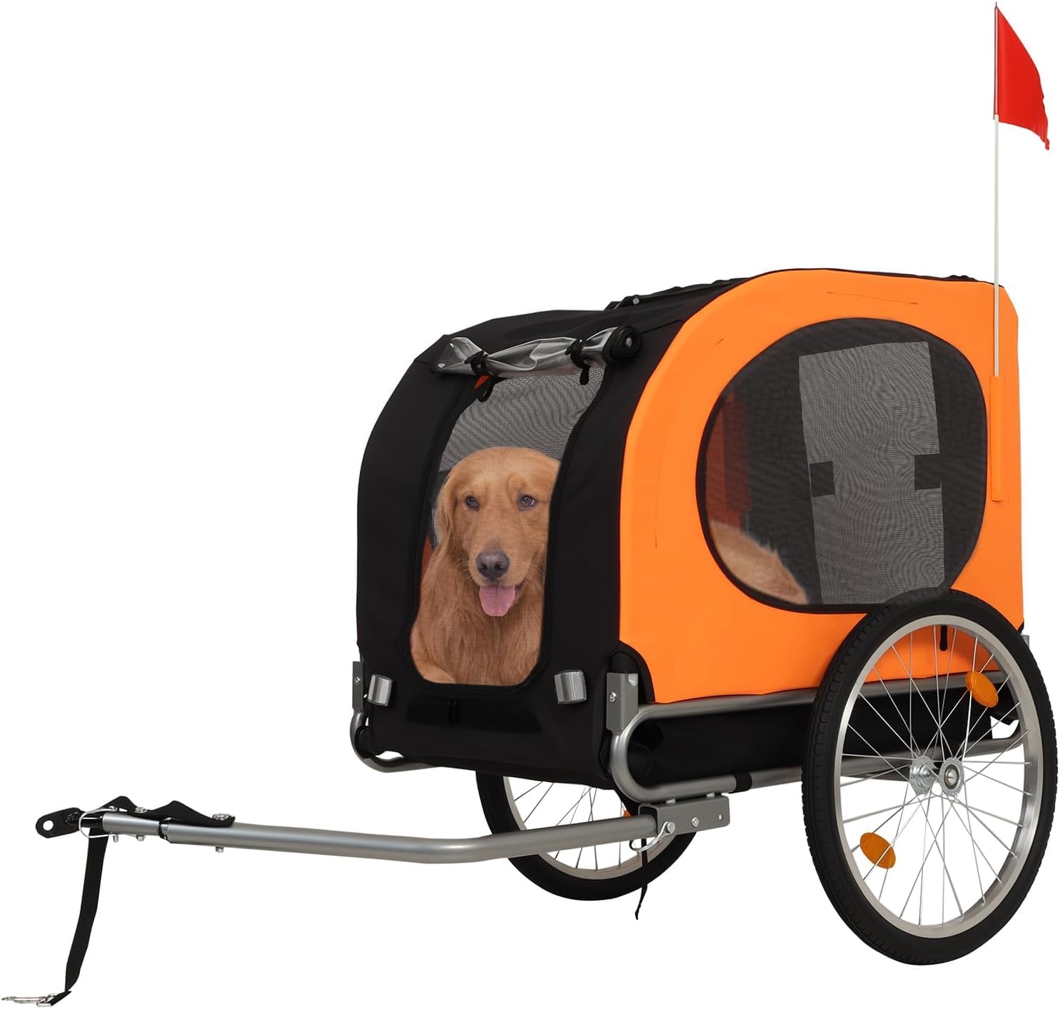 Koioplie Heavy Duty Collapsible Dog Bike Trailer for Medium/Large Breeds up to 88lbs – Pet Pet Bike Trailer Carrier – Waterproof 600D Oxford, Air Tires, Quick Release Wheels, Compatible Hitch, Safety