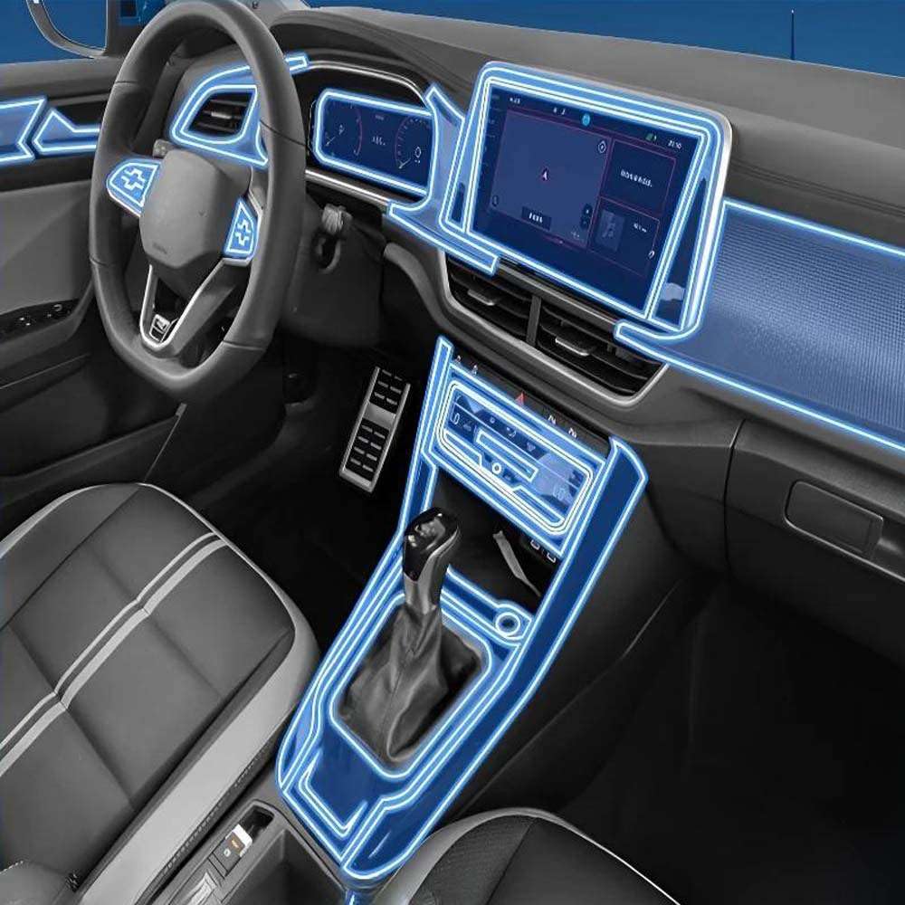Pellicola Protettiva Trasparente AntiGraffio per cruscotto multimediale e Navigazione, per Volkswagen T-ROC 2023-2025