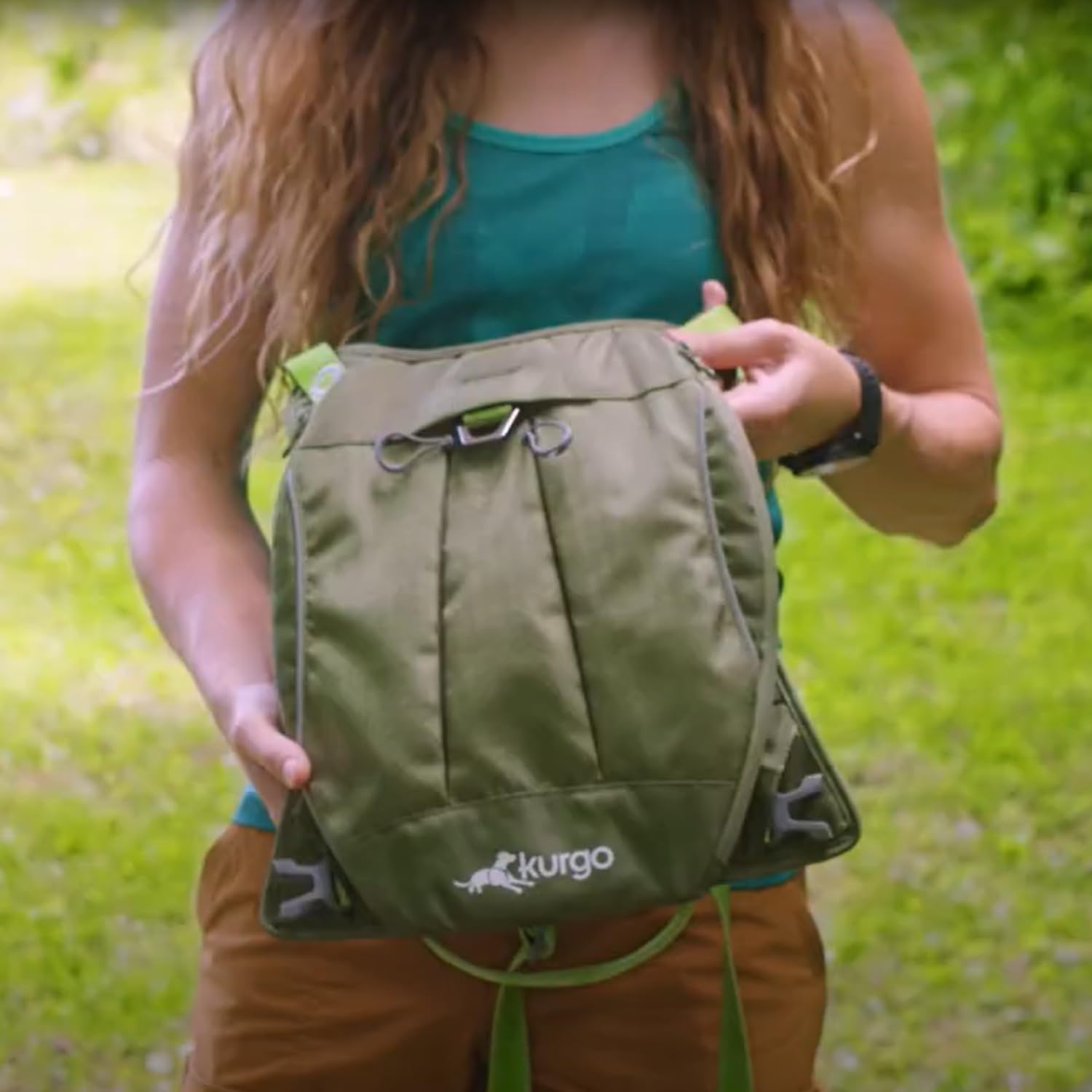 Kurgo Cascade - Arnés para Perros, Mochila de Senderismo para Perros, Arnés para Mascotas con Mochila para Acampar con un Perro - Naranja, L | Arnés 2 en 1 con mochila de senderismo de 3 bolsillos, 4 puntos de ajuste, pecho y vientre acolchados, dos punto