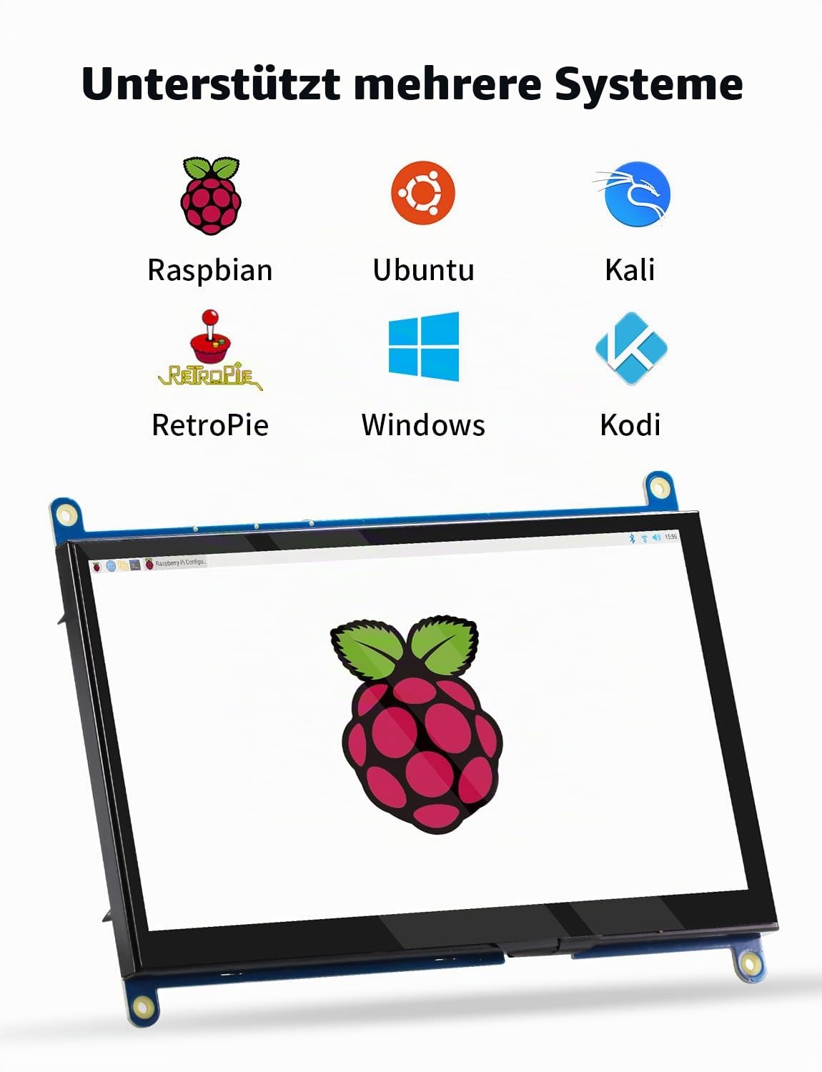 CUQI 7 Zoll Mini Monitor HD IPS 1024x600 HDMI Display Touchscreen für Raspberry Pi 3/4/5, PC, Windows, Xbox, Kamera