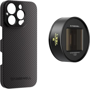 FREEWELL Pro Filmmaker Case and1.33x Gold Anamorphic Lens Kit Compatible with iPhone 16 Pro-17mm Lens Mount