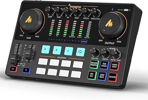 (Refurbished) Audio Interface-Podcast Equipment-MAONO-MaonoCaster-All in One – Portable Podcast production Studio with premium mic preamp for…