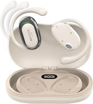 Beviliu Translation Earbuds في الوقت الحقيقي، 3 في 1 AI Translator Earphone 144 Language Translate Device مع APP، HF Sound، حزم الترجمة دون اتصال بالإنترنت لنظامي التشغيل iOS وAndroid Travel Business، أبيض