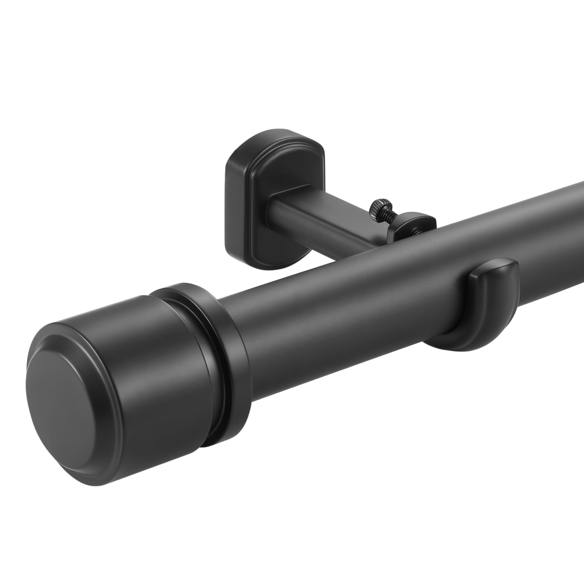 Photo 1 of 1 1/8 Inch Diameter Curtain Rods 36 to 72 Inches(3-6ft), Telescoping Heavy Duty Large Drapery Rod with Adjustable Aluminum Alloy Bracket, Solid End Caps for Windows Patio Decoration, Matte Black