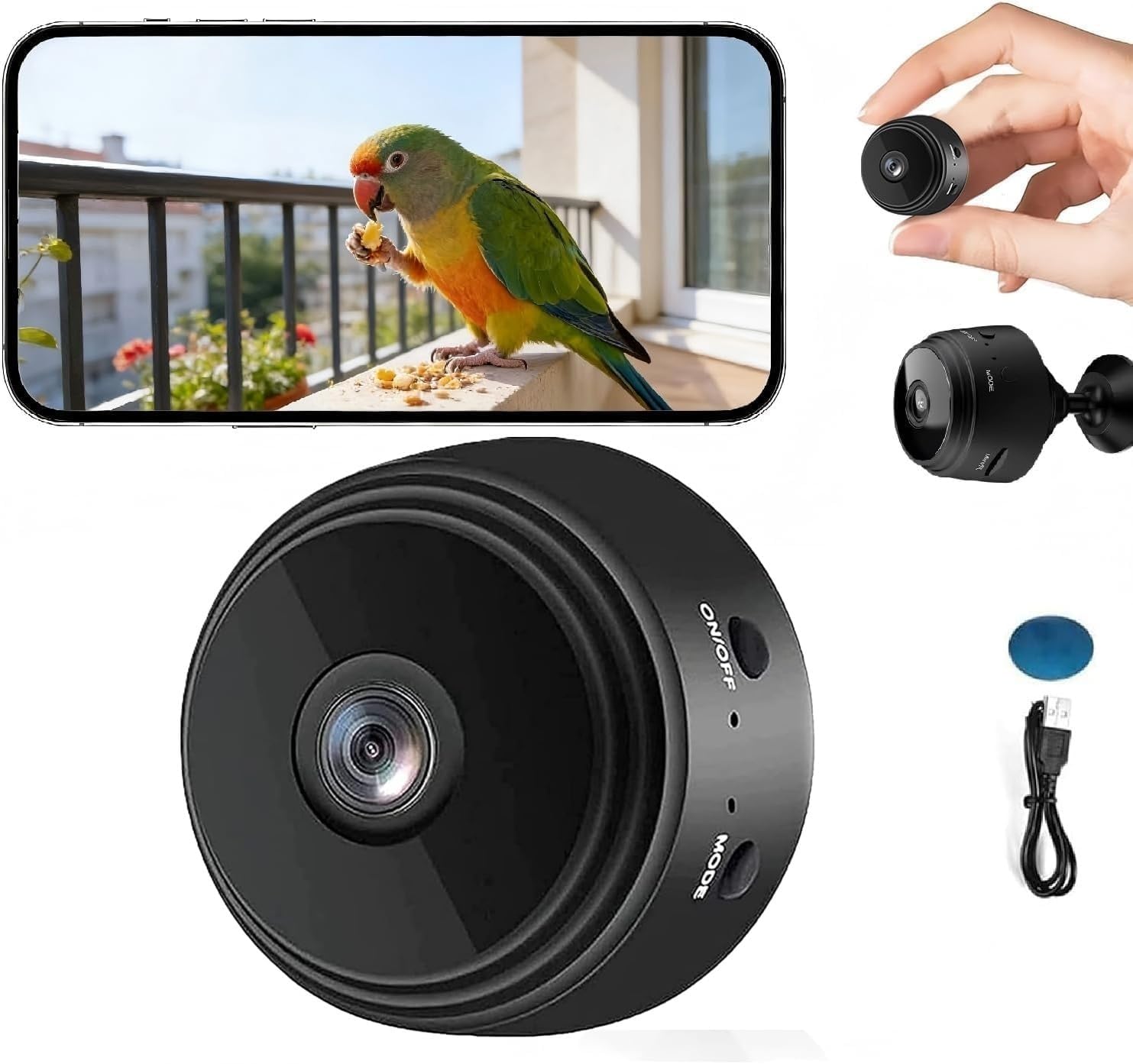 Kresal Mini Wi-Fi Camera, Security Camera HD 1080P Wireless Portable Small Camera with Motion Detection and Night Version Home Video Recorder for Indoor Outdoor Use-image-0
