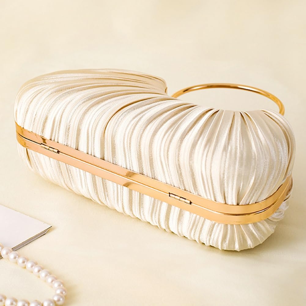 Chic Clutch Purses for Women Soft Evening Bag Pleated Shoulder Crossbody Bag with Chain for Bridal Wedding Party Dressy