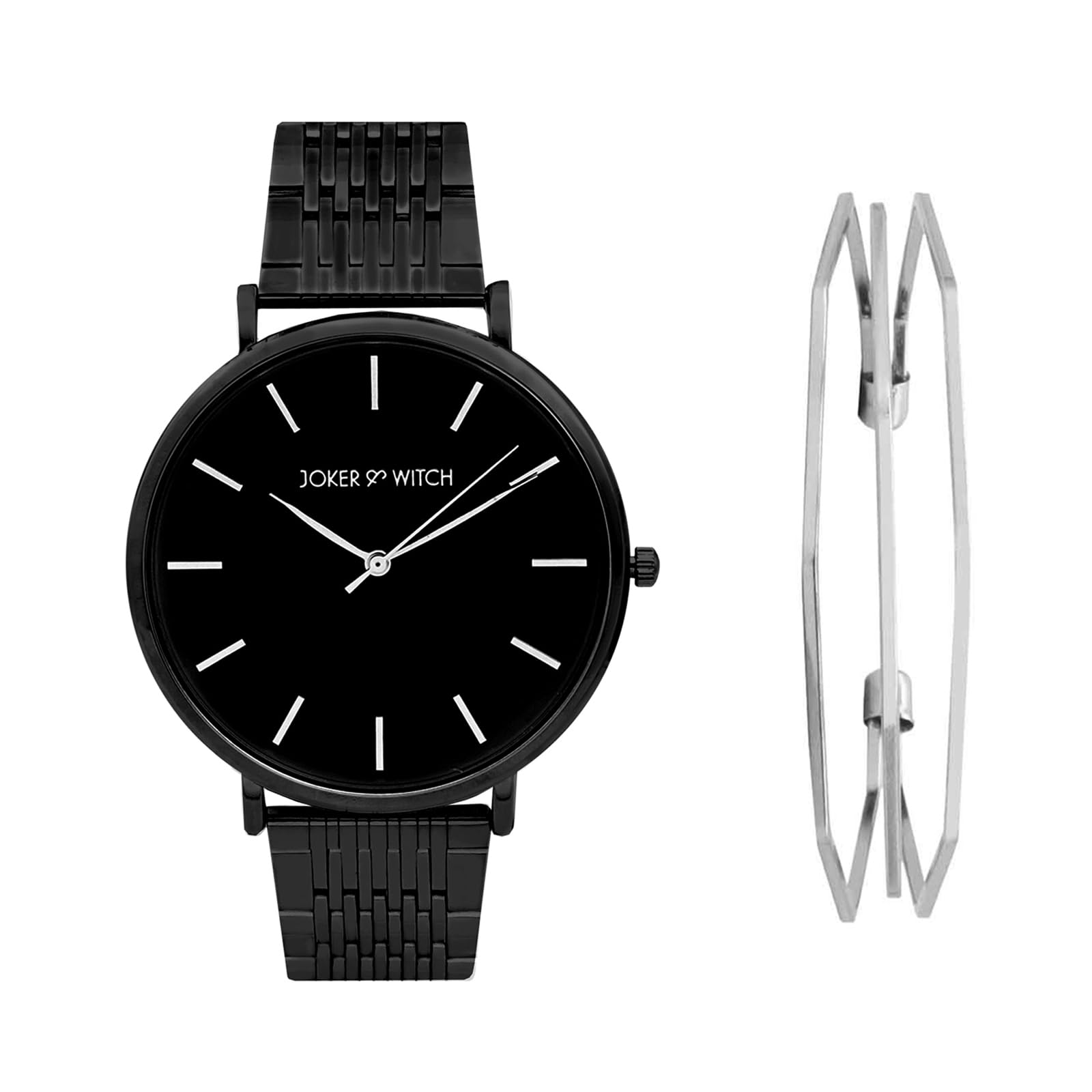 Joker & Witch Stainless Steel Women Cracking Carbon Analog Watch Bracelet Stack Combo, Black Dial, Black Band (B0C7L9NBXT) Amazon Price History, Amazon Price Tracker