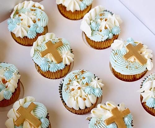 Miniatura 3 de JeVenis 2 piezas de decoración de cupcakes de cruz de gran tamaño – molde para pastel de bautismo y pastel para baby shower y fiesta de boda