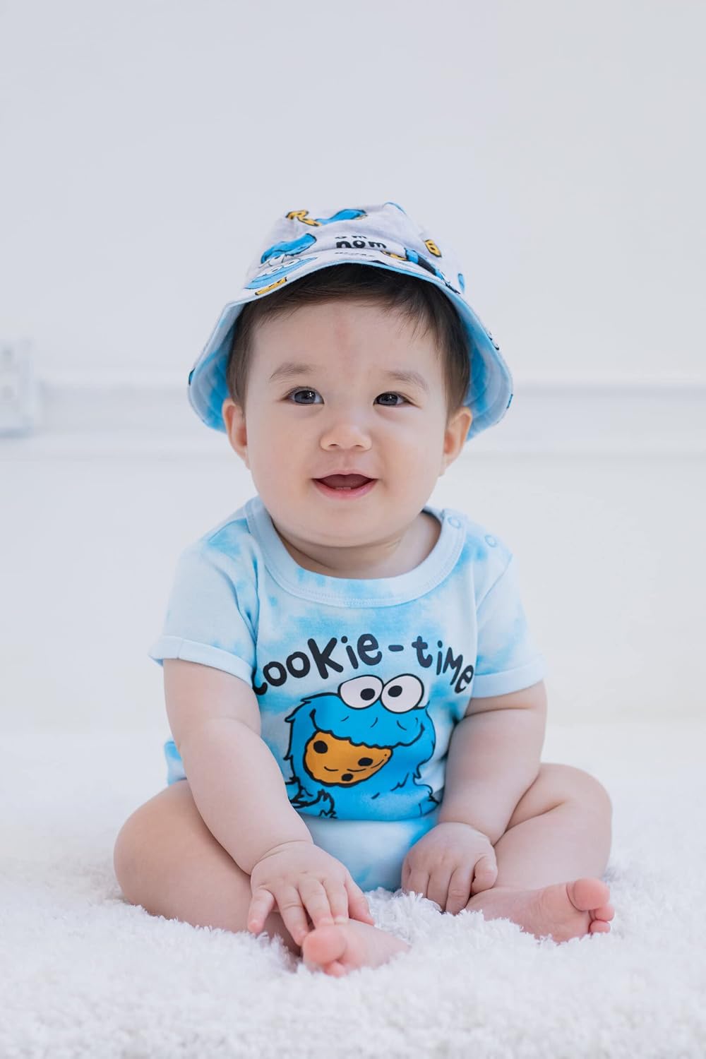 Sesame Street Elmo Cookie Monster Big Bird Romper and Bucket Sun Hat Newborn to Toddler - Image 5