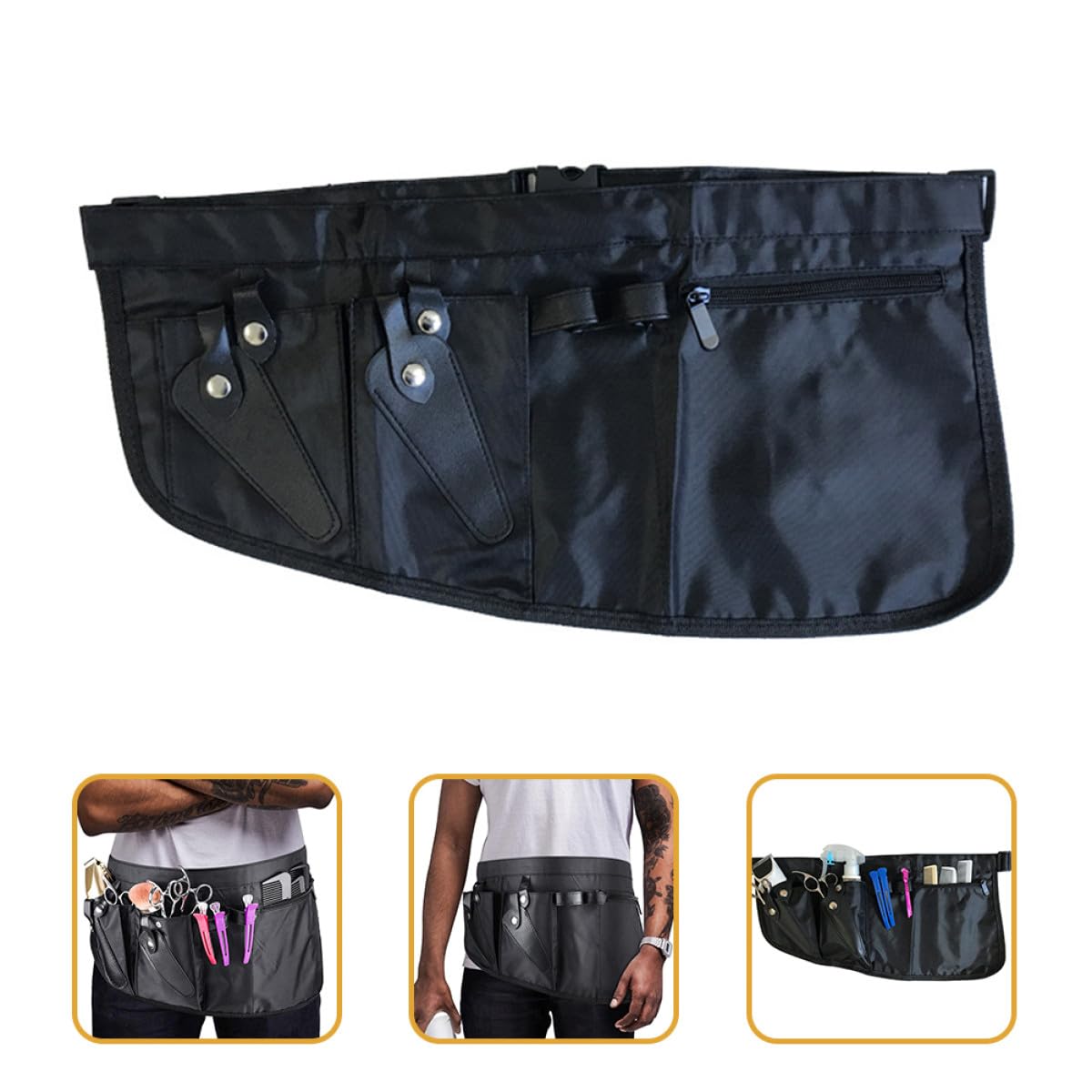 GALPADA Marsupio per Parrucchiere in Tela Nera Resistente Protezione Completa, Custodia Semplice per Forbici e Accessori da Lavoro Professionale