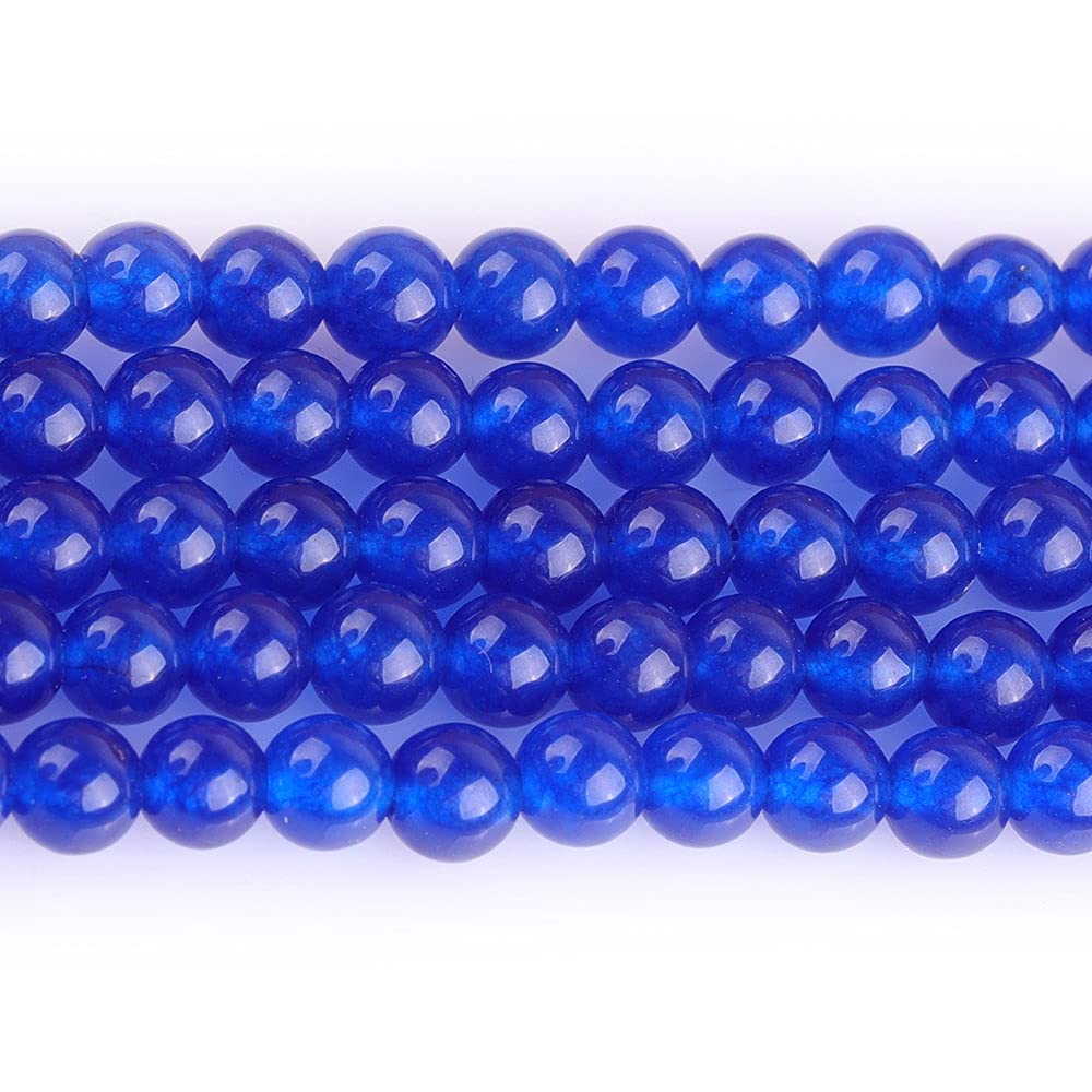 Gem-Inside Perles Rondes Semi-précieuses En Agate Naturelle Bleue De 8 Mm Pour La Fabrication De Bijoux Et Les Loisirs Créatifs - 38,1 Cm