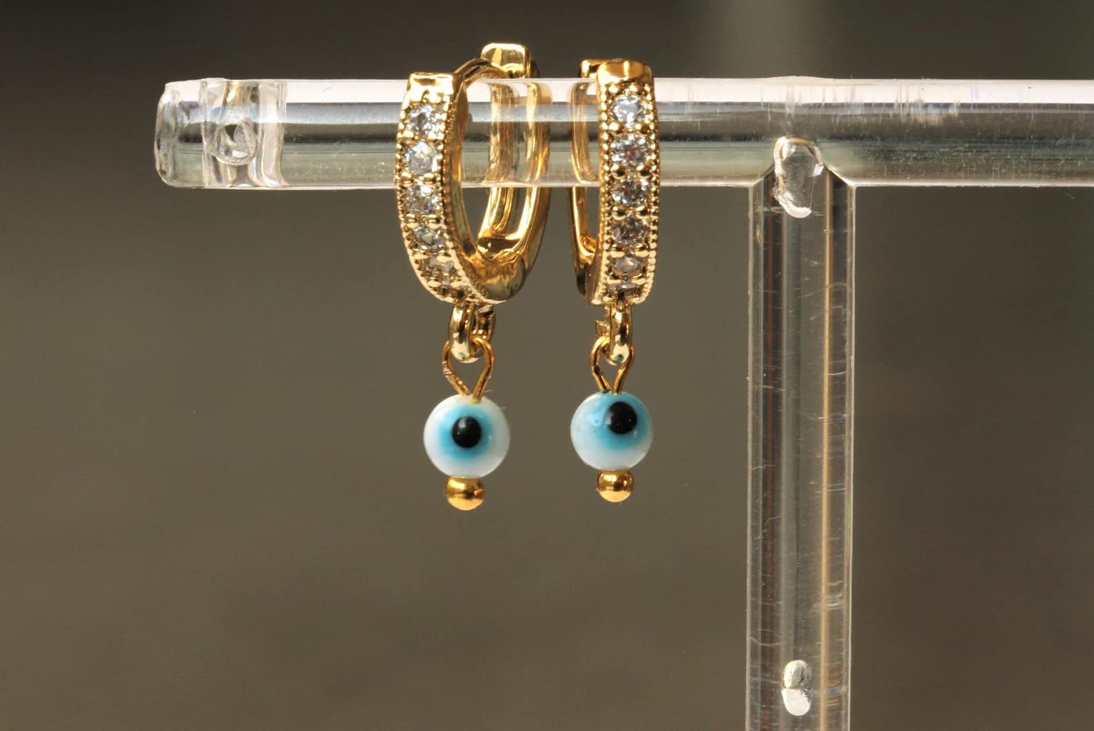 Creolen Evil Eye Charm Ohrringe/Zirkonia Ohrringe/Resin Schmuck gold/Geschenk für Sie/Trend Schmuck/Auge Creolen/Glück Schmuck