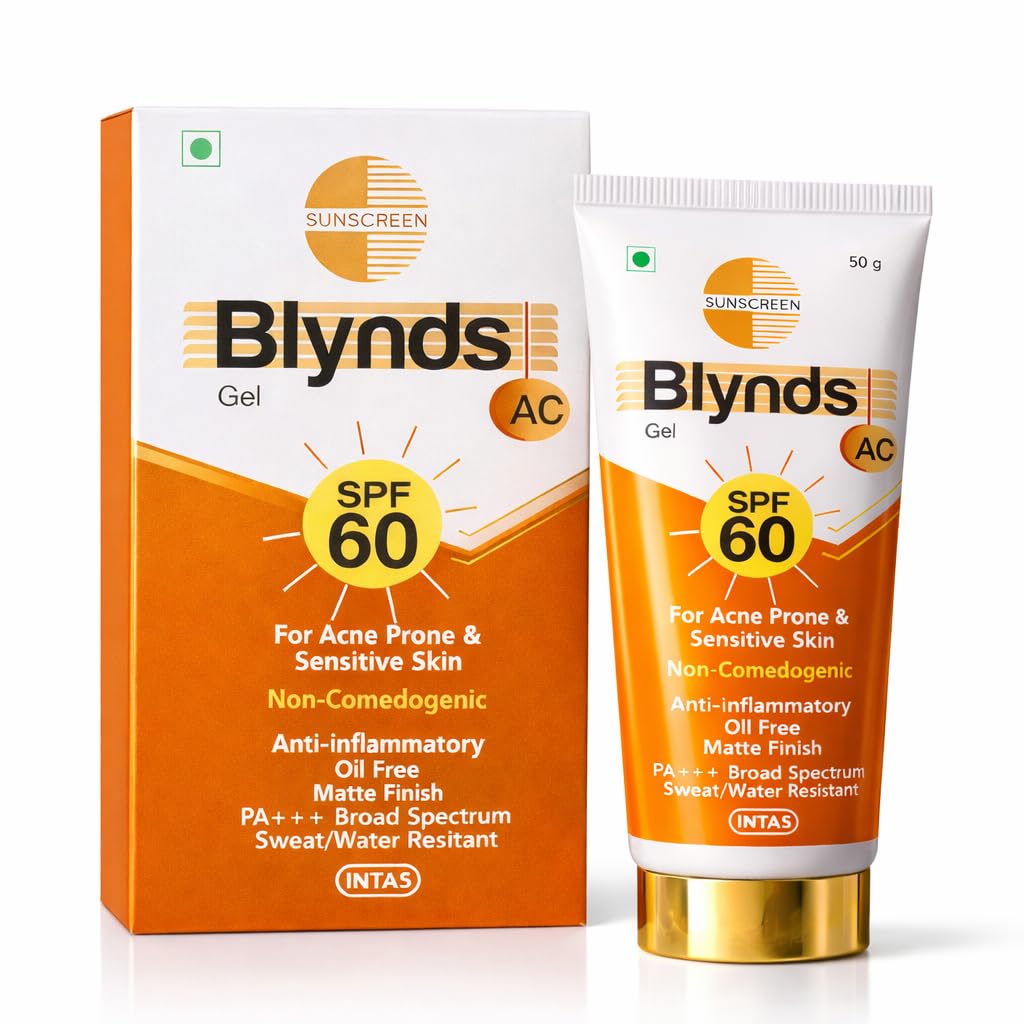 Blynds AC Gel Sunscreen SPF 60 PA+++ | Broad Spectrum Protection | Oil Free & Non-Comedogenic | For Acne Prone & Sensitive Skin | 50 g (SPF 60)-image-48