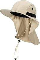 Vista 9 de Tirrinia Sombrero de sol con solapa para el cuello con ala ancha, UPF 50+ para senderismo, safari, pesca, para hombres y mujeres, ideal