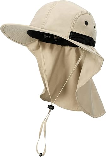 Neck Flap Sun Hat with Wide Brim - UPF 50+ Hiking Safari Fishing Caps for Men and Women, Perfect for Outdoor Adventures