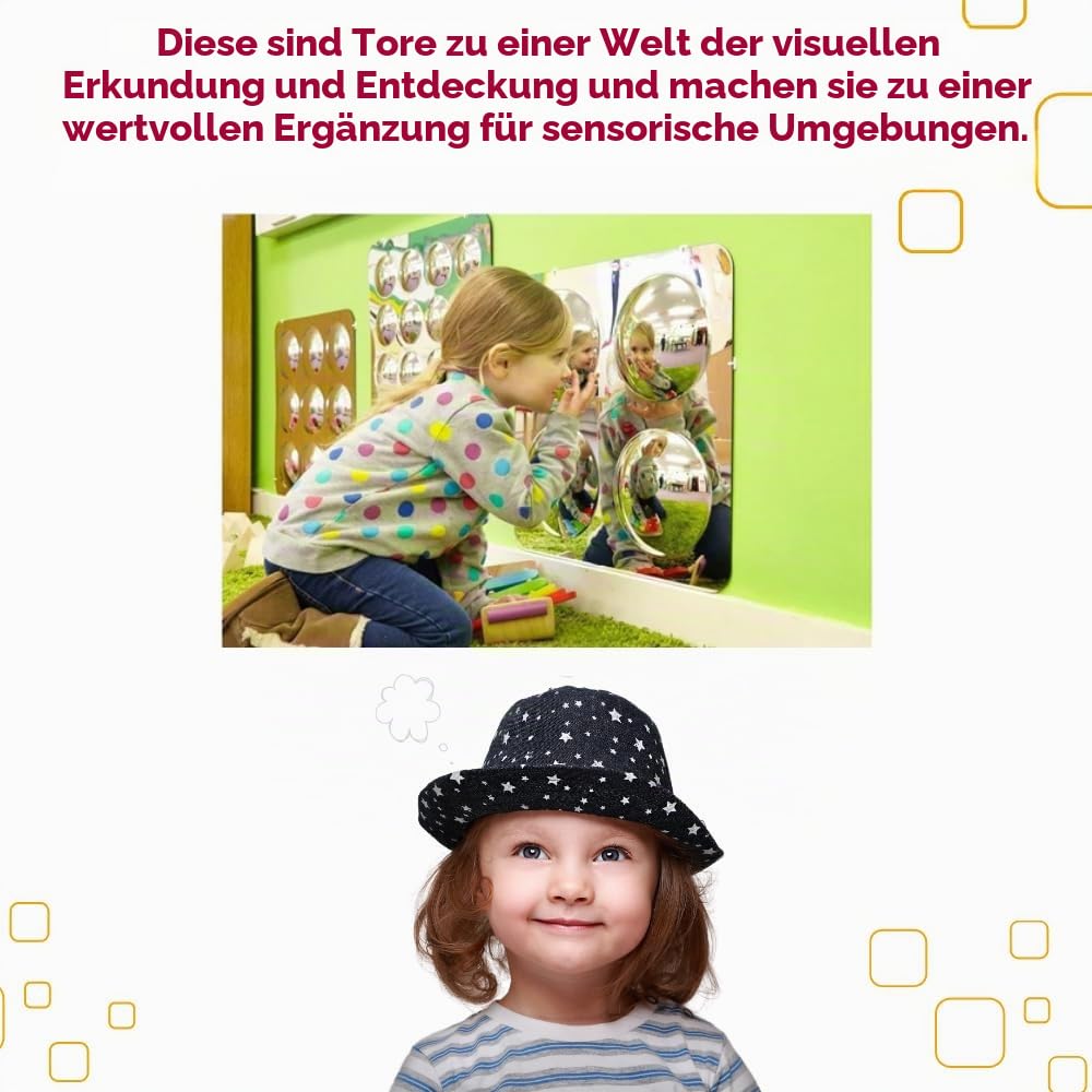 Playlearn Set aus 4 Konvexspiegeln – Sensorische Spiegel – Kinderentwicklung – Fantasie, Kreativität und Sinnesstimulation