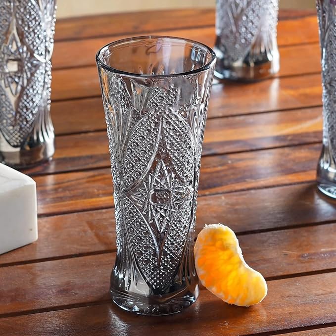 Image of bellemax 300 ML Premium Juice Glasses Drinking Glasses,Highball Lead-Free Glasses,Tumblers for Water,Juice,Beer,Cocktail and Mixed Drinks - 6 Pieces,Transparent (BM-11)