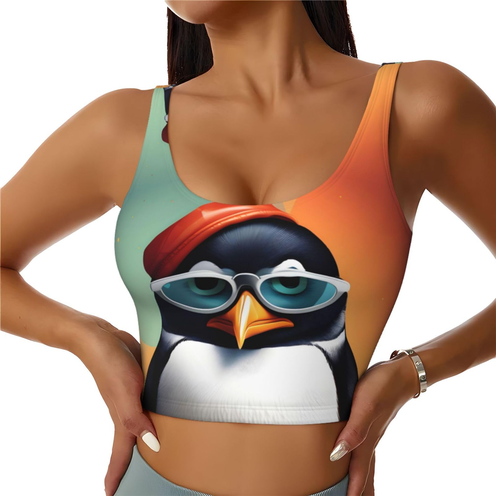 Chaleco de yoga transpirable HYTTER con estampado de pingüino deportivo casual 8