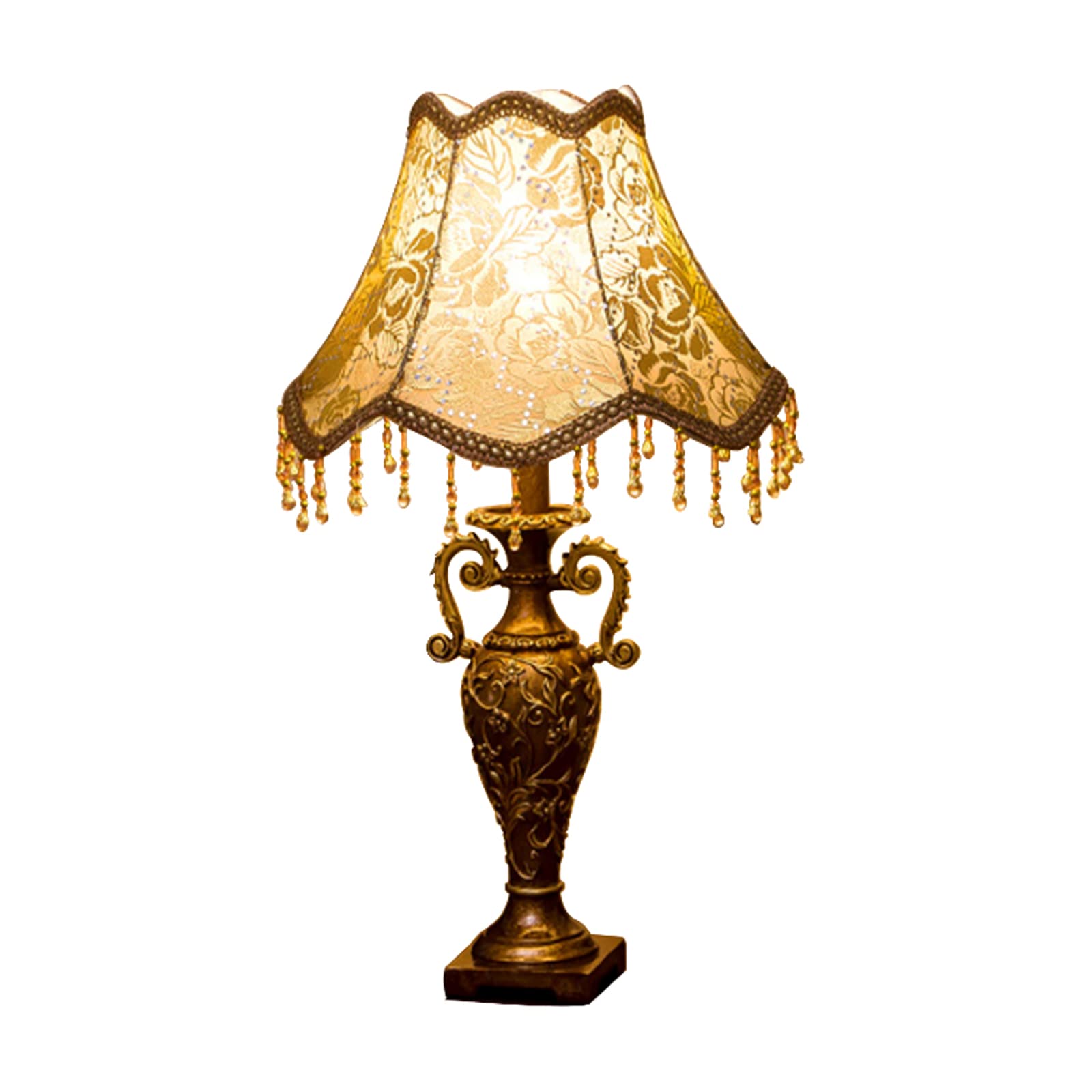 MJJAOQYF European-Style Creative Base Table Lamp, Handmade Fabric Lampshade Bedside Lamp, Warm and Romantic Bedside Lamp.(Without Bulb),Lamp a