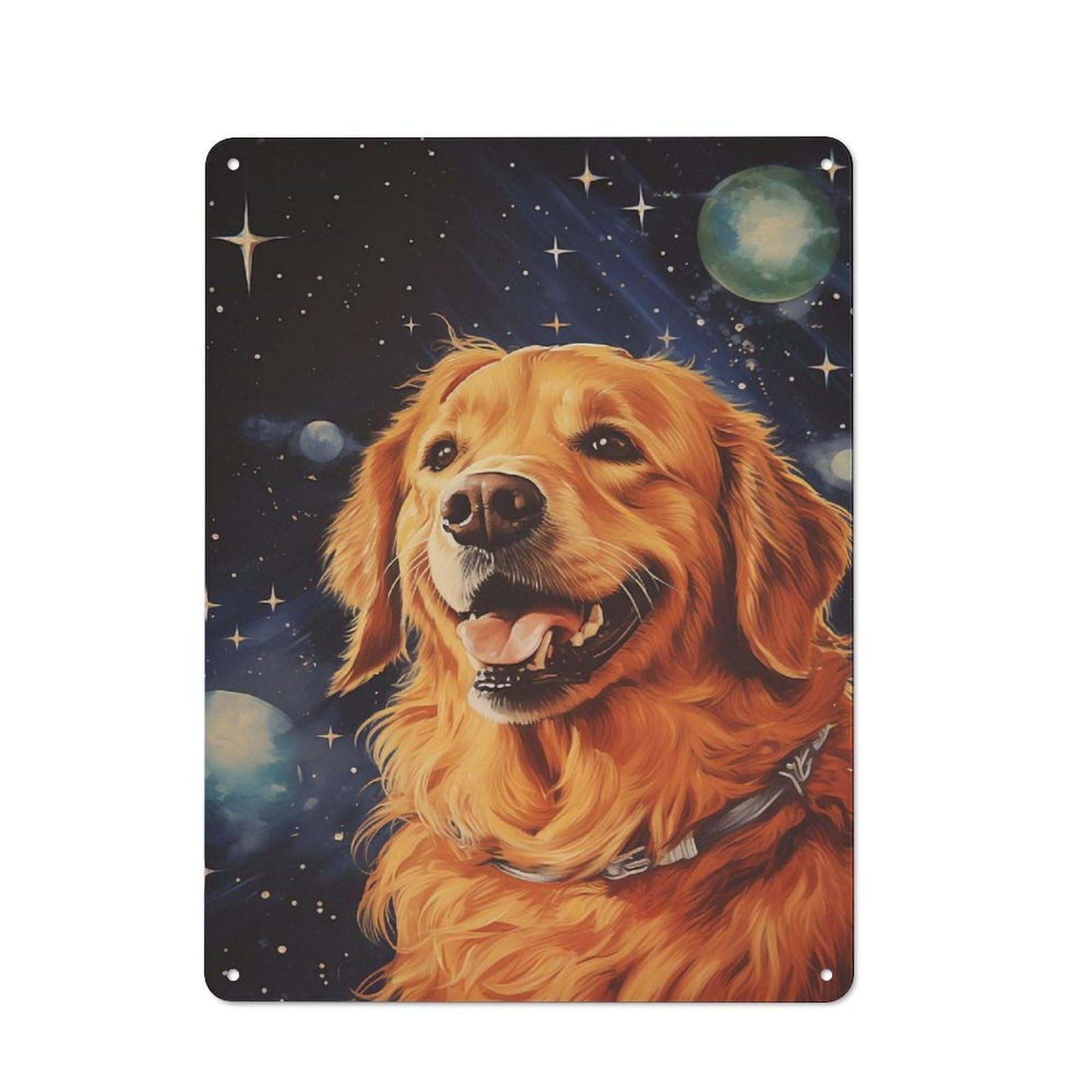 Junmoney Golden Retriever Art Retro Tin Sign 40X30cm Featuring For Home Bar Wall, For Collectors Decorating Home Bars And Entertaining Spaces
