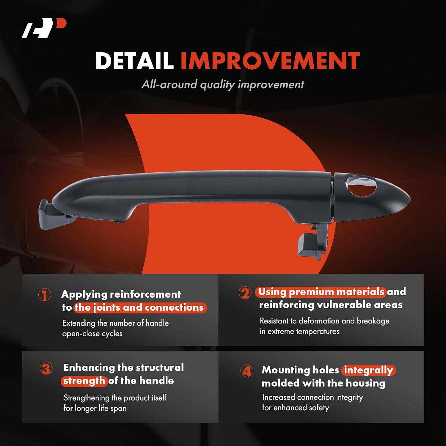 A-Premium Front Left Driver Side Exterior Door Handle with Keyhole Compatible with Kia Rio 2012-2017, Without Smart Entry System, Black