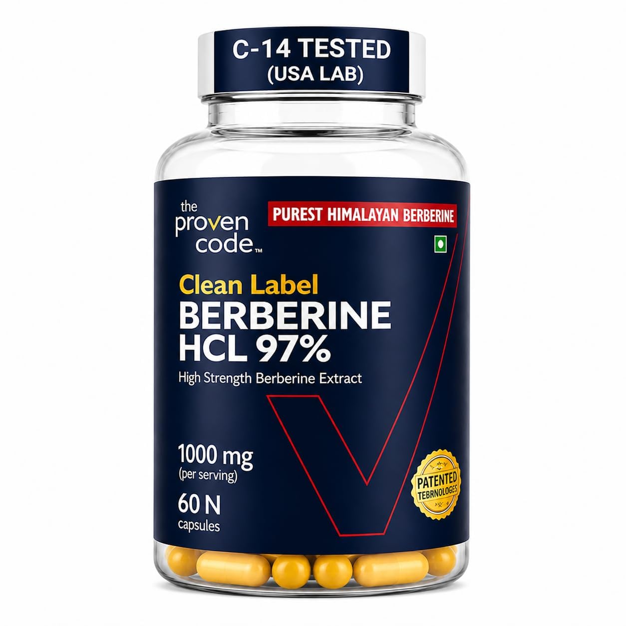 Clean Label Berberine HCl 97% | C-14 Tested Natural Origin | Studied Strength Berberine Supplements 1000mg - Support Blood Sugar, Lower Cholesterol, PCOS supplements - 60 Capsules-image-18