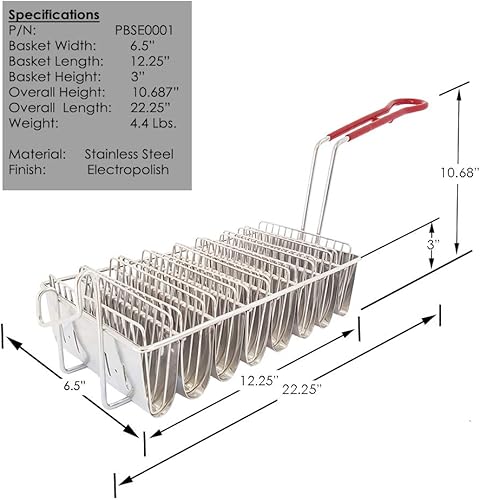 Miniatura 4 de Pronto Cesta comercial de acero inoxidable para freír (cocina hasta 8 tacos a la vez)
