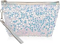 Vista 4 de RIAH FASHION Bolsa organizadora de embrague, bolsa organizadora de viaje, cosméticos, artículos de tocador, joyería, lindo bolso de lentejuelas