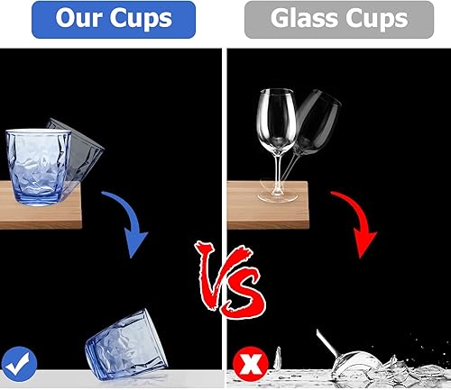 Miniatura 4 de Topsky Vasos de agua de plástico de 10 onzas  Juego de 4 vasos transparentes irrompibles de acrílico transparente reutilizable para jugo para fiesta