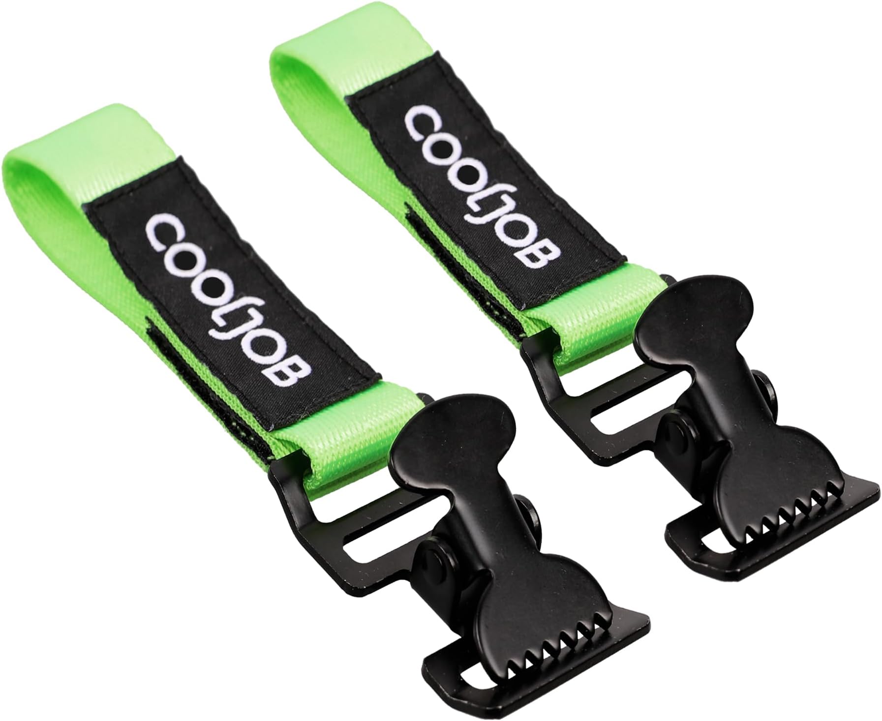 COOLJOB Metal Glove Holder Clips for Work, Clamp Keeper with Adhesive Strap for Belt, Turnout Gear, Helmet Strap, Firefighter, Guard, Labor, Heavy Duty Work, High-vis Fluorescent Yellow, 2 Pcs
