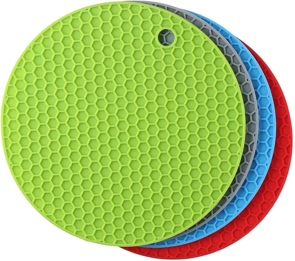 KIT 4 Descanso de Panela em Silicone 17 cm Resistente ao Calor Antiderrapante Premium