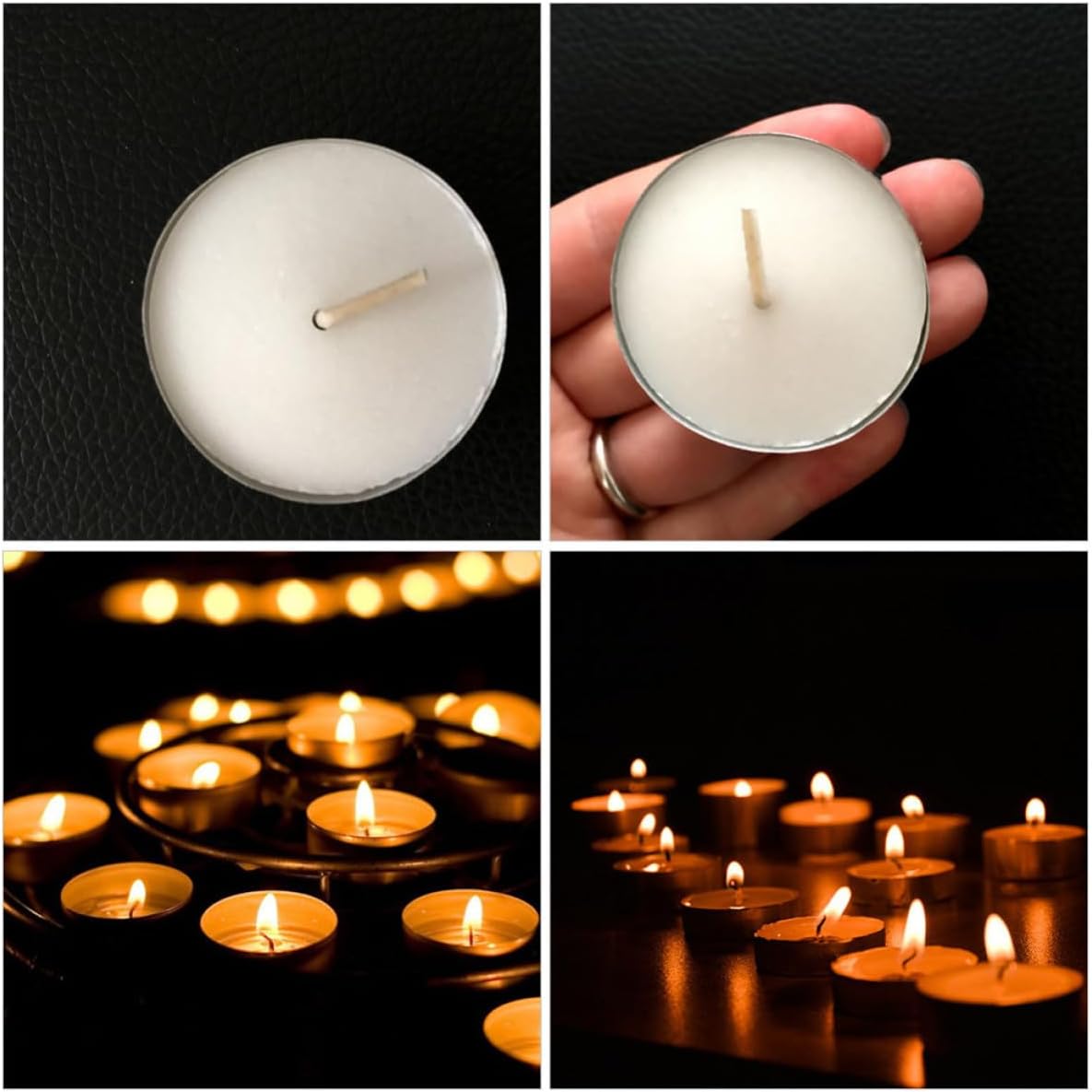 DOITOOL 100pcs White Round Votive Tea Lights Candles Long-Lasting Lightweight Wax and Aluminum Mini Candles for Daily Use Office Tea Room Supplies and Wedding Accessories