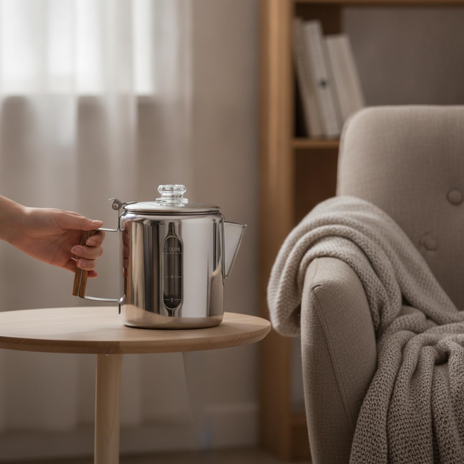 Gralara Caffettiera con Filtro in Rete Durevole Caffettiera Preciso Pentolino da Caffè in Acciaio Inox per Casa, 12 Tazze Circa 2000-3000ML
