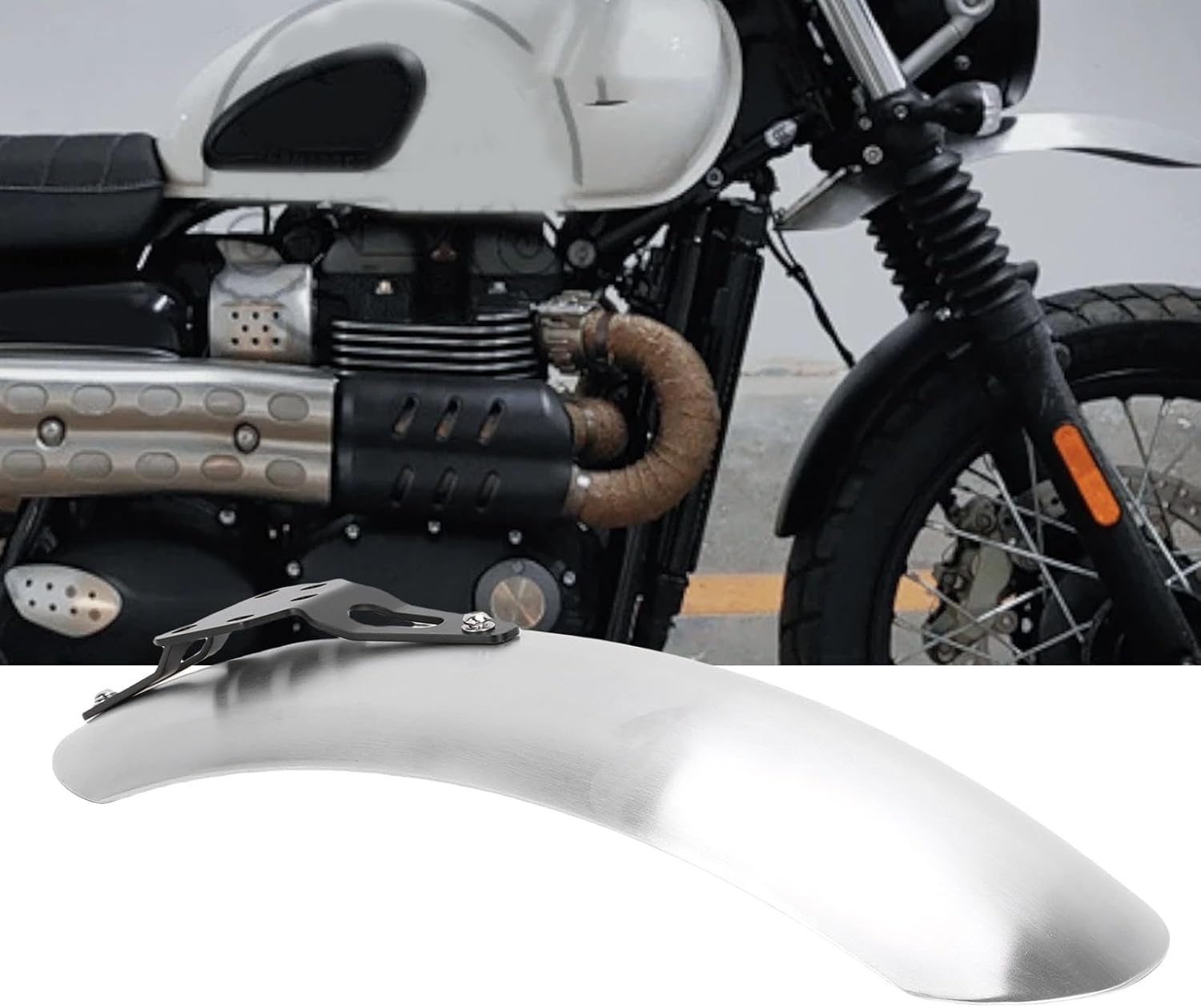 Eujgoov Front Mudguard Motorcycle Guard High Mount Mud Flaps Replacement for Street Scrambler 900 2017-2025 Brushed Finish for Urban Riding and Long Trips (Silver)