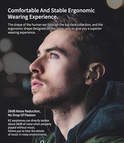 Miniatura 7 de erjigo KZ ZSN Pro Dynamic Hybrid Dual Driver - Auriculares intrauditivos desmontables sin enredos para músicos (gris, con micrófono)